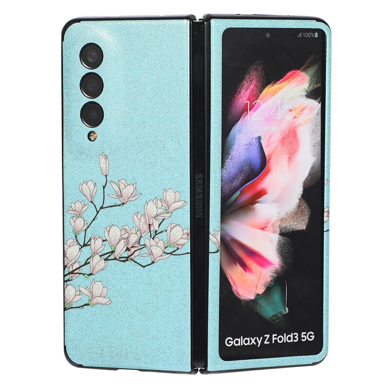 Glitter Powders Retro Flowers Phone Case For Samsung Galaxy Z Fold 4
