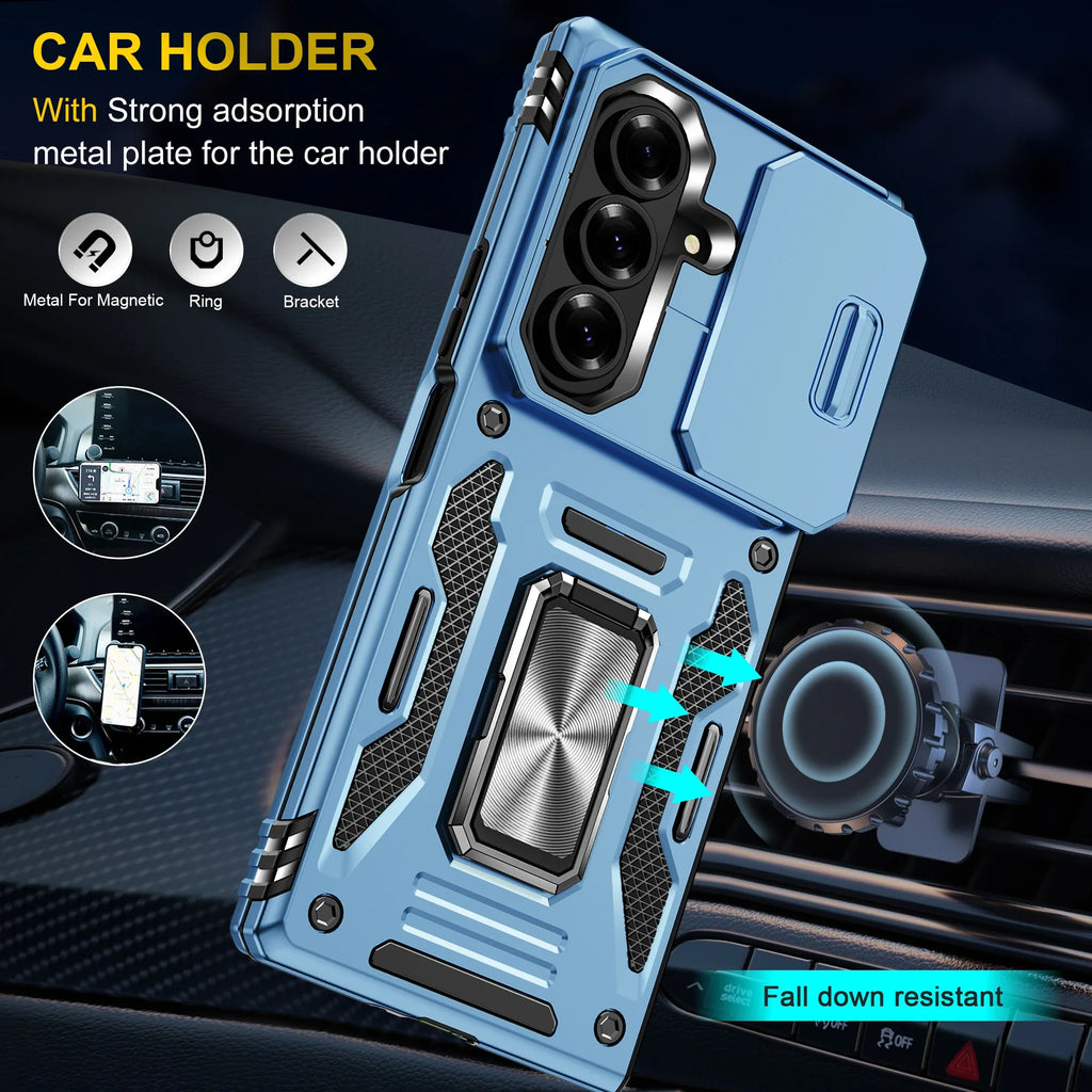 Rugged Armor Sliding Camera Case with Metal Kickstand