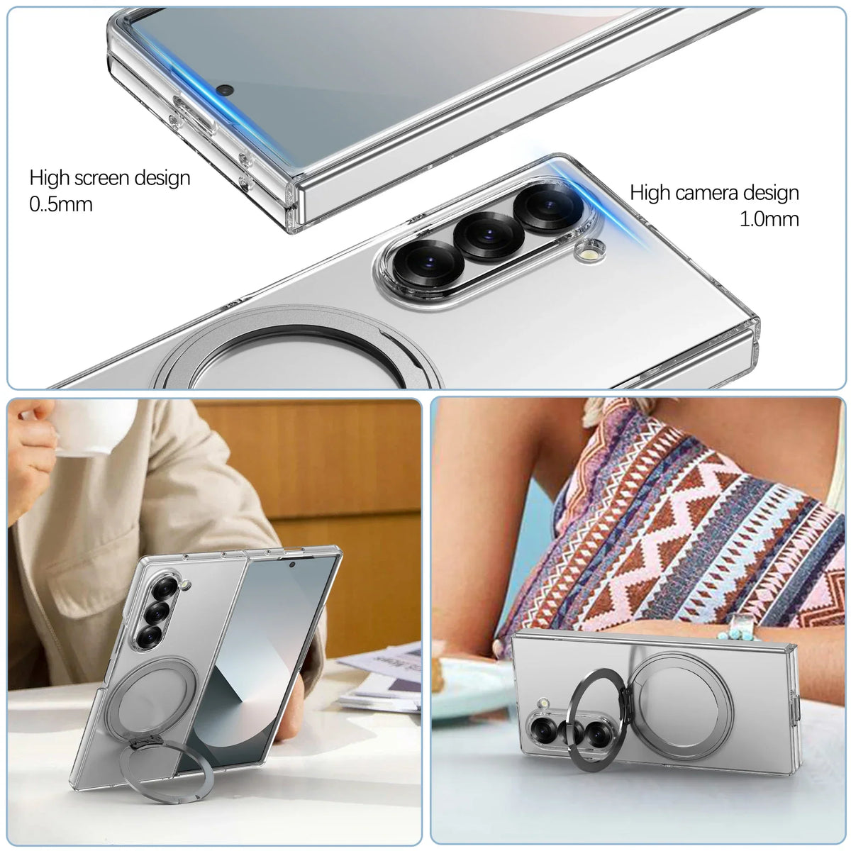 Clear Case with 360° Rotating Kickstand