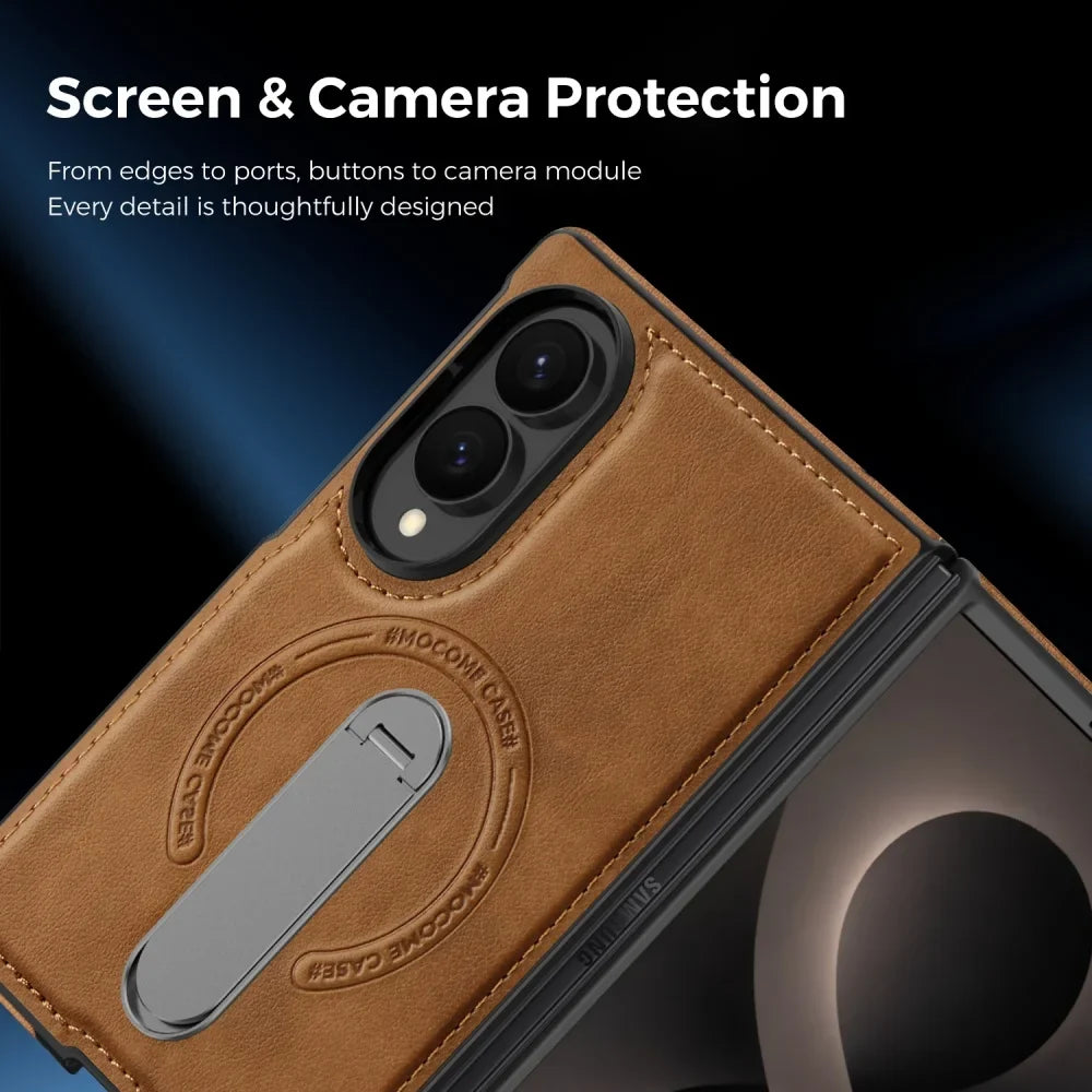 Leather MagSafe Kickstand Case For Galaxy Z Fold Series