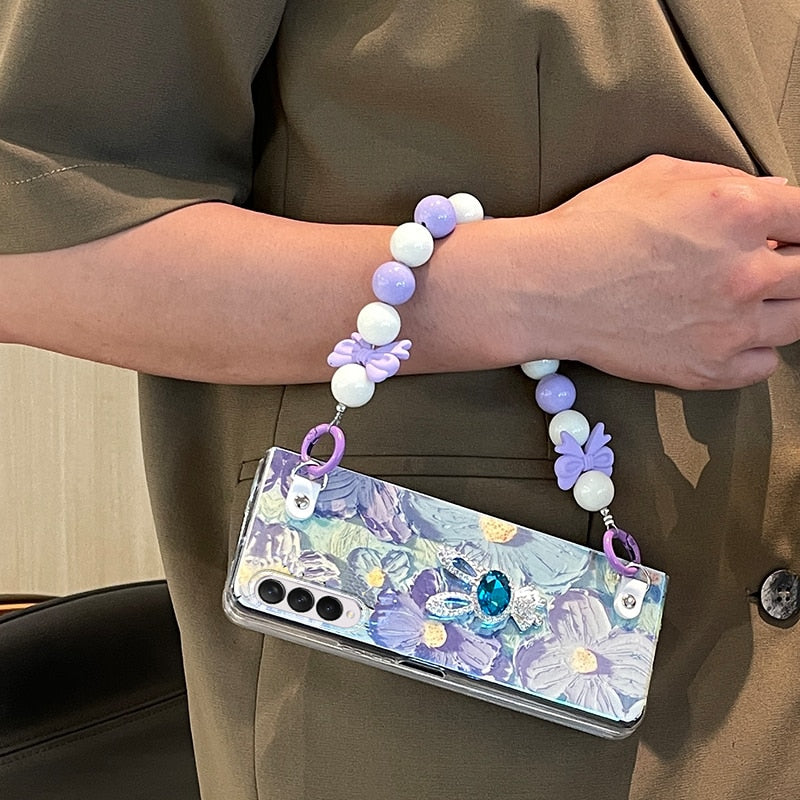 Cute Flower Case  with Chain For Samsung Galaxy Z Fold 4