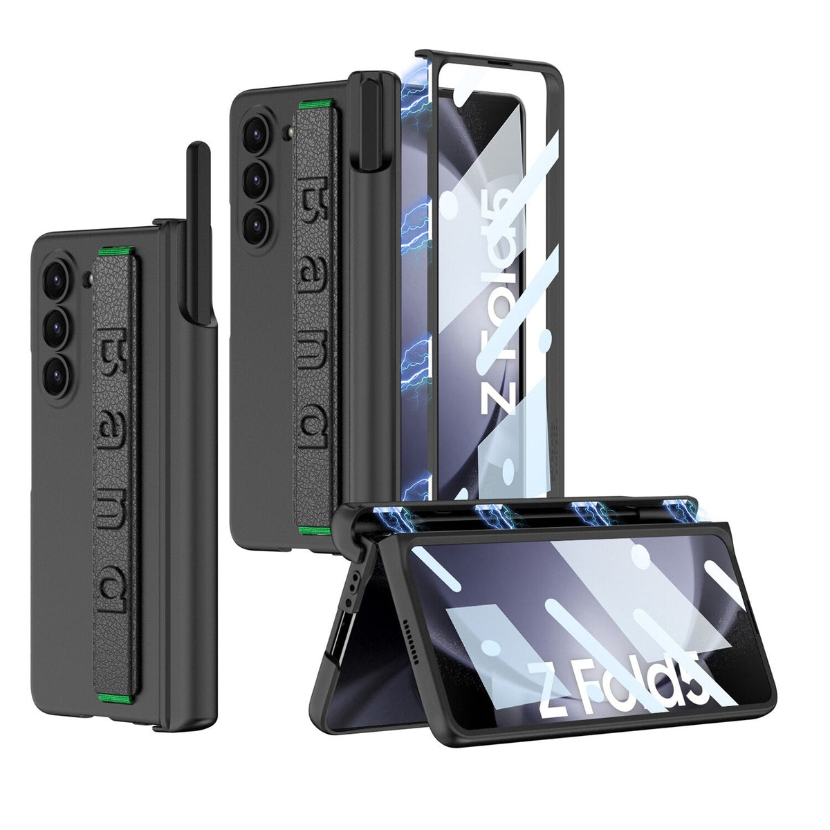 Z Fold 5 Case | Magnetic Hinge Wristband Phone Cover