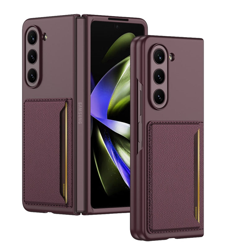 Luxury Leather Case with Card Slot For Galaxy Z Fold 5