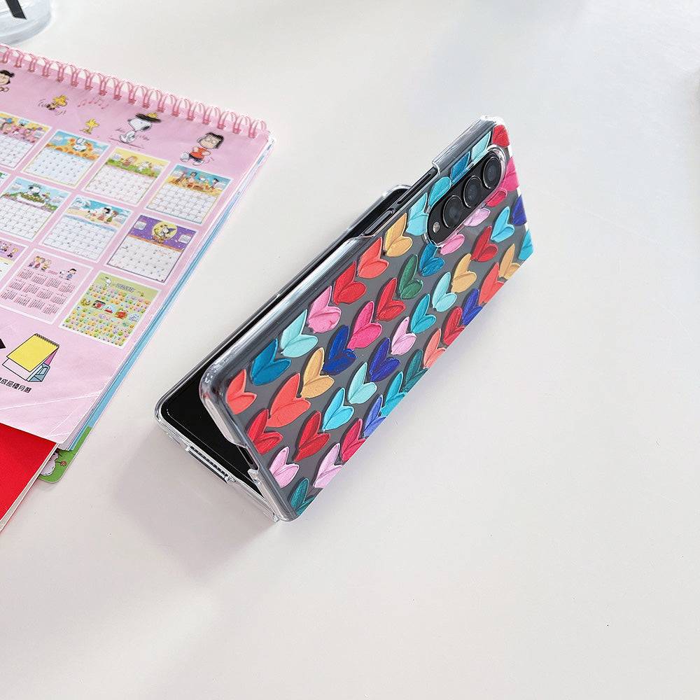 Woman Cute Colorful Love Heart Phone Case For Samsung Galaxy Z Fold 4