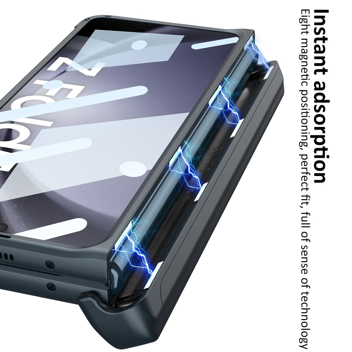 Magnetic Hinge Case with Slide Pen Holder & Kickstand For Galaxy Z Fold 5