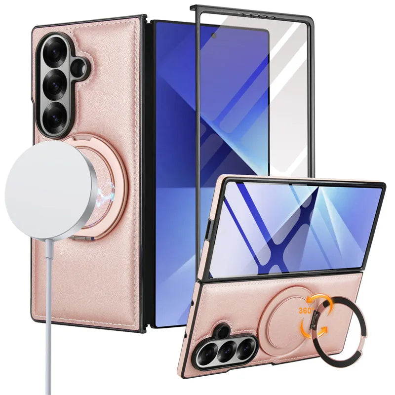 Magnetic Leather Ring Kickstand Case