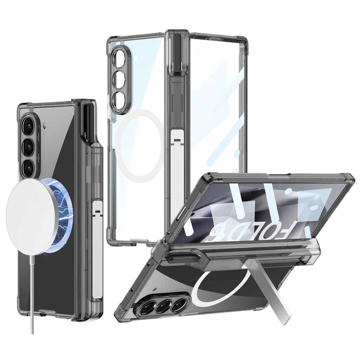 Transparent Shockproof Case with Bracket For Samsung Galaxy Z Fold 6