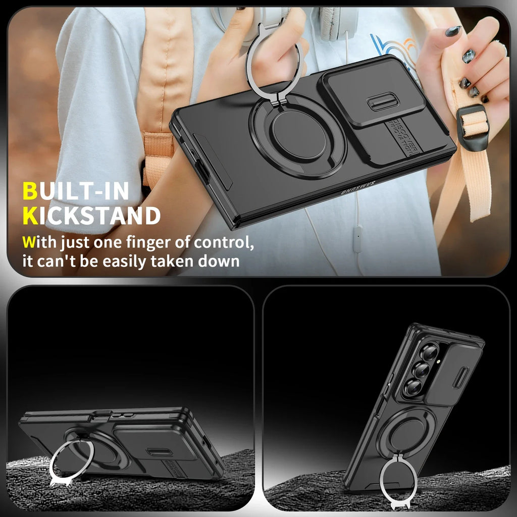 Magnetic Kickstand Case with Camera Cover