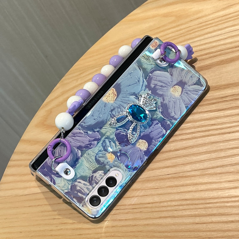 Cute Flower Case  with Chain For Samsung Galaxy Z Fold 4