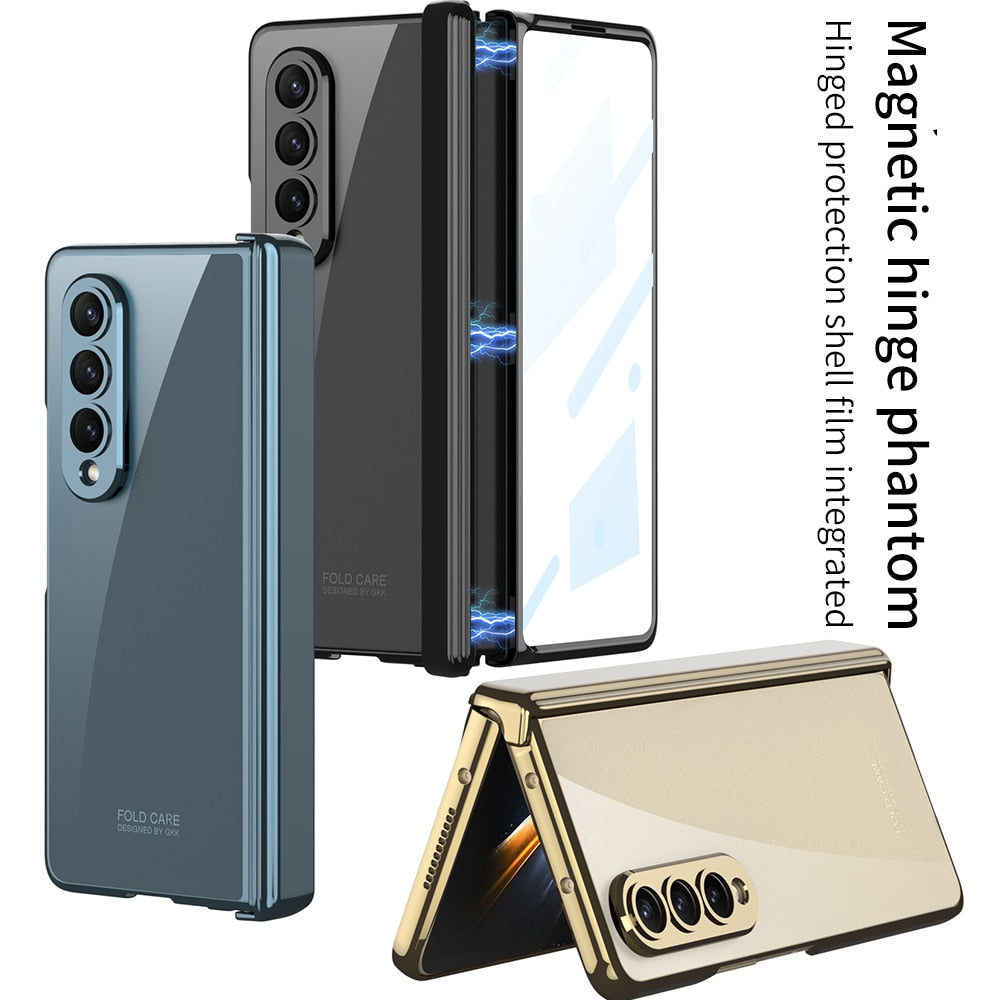 Magnetic Hinge Case with Glass Film Protective for Samsung Galaxy Z Fold 4