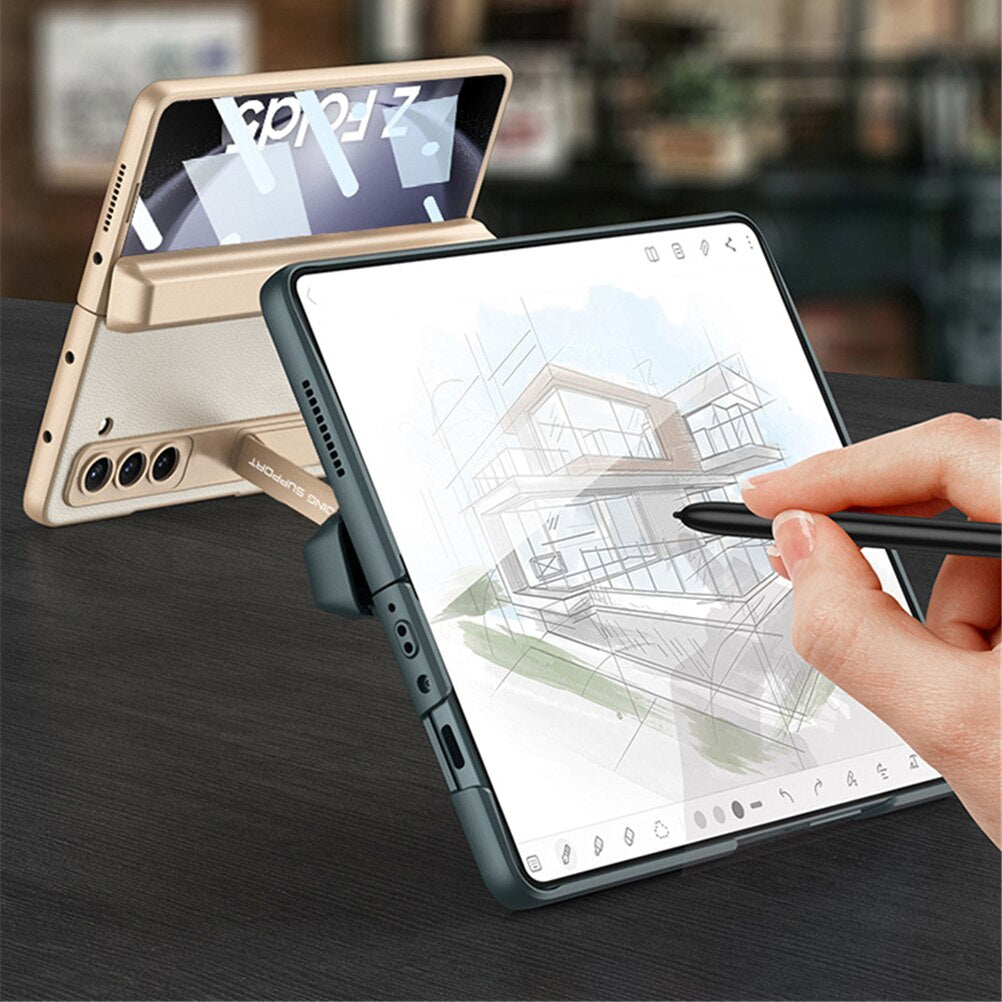 Magnetic Leather Case with Hinge Pen Slot For Samsung Galaxy Z Fold 5