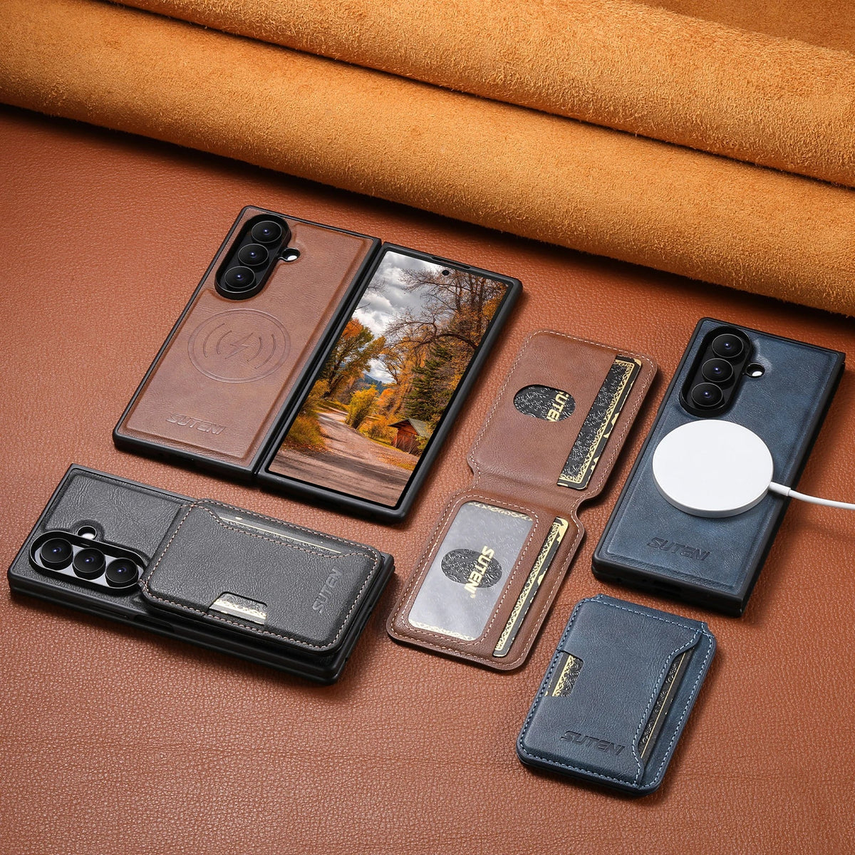 Magnetic Card Holder Leather Case