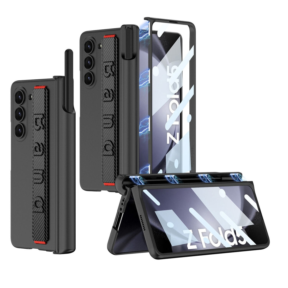 Z Fold 5 Case | Magnetic Hinge Wristband Phone Cover