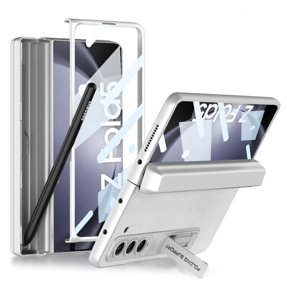 Magnetic Leather Case with Hinge Pen Slot For Samsung Galaxy Z Fold 5