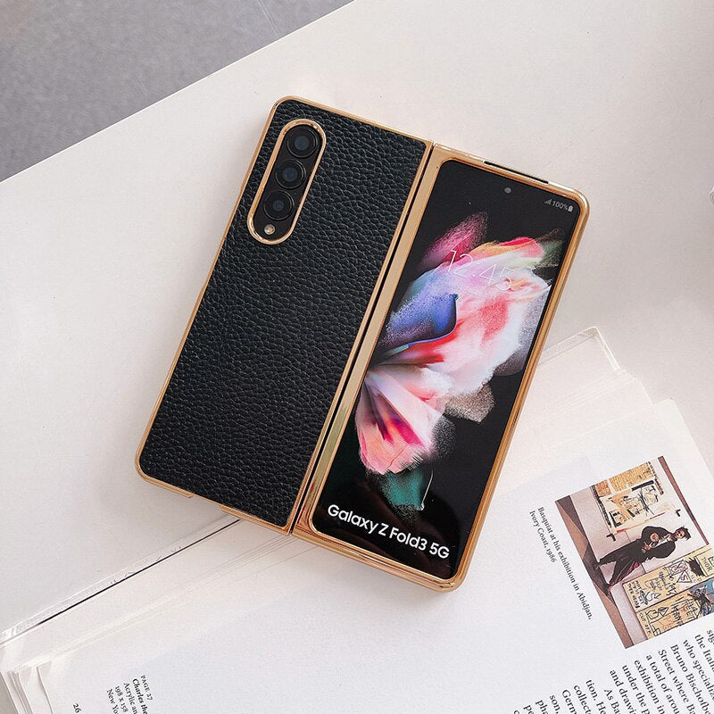 Luxury  Leather Hard Case For Samsung Galaxy Z Fold 4
