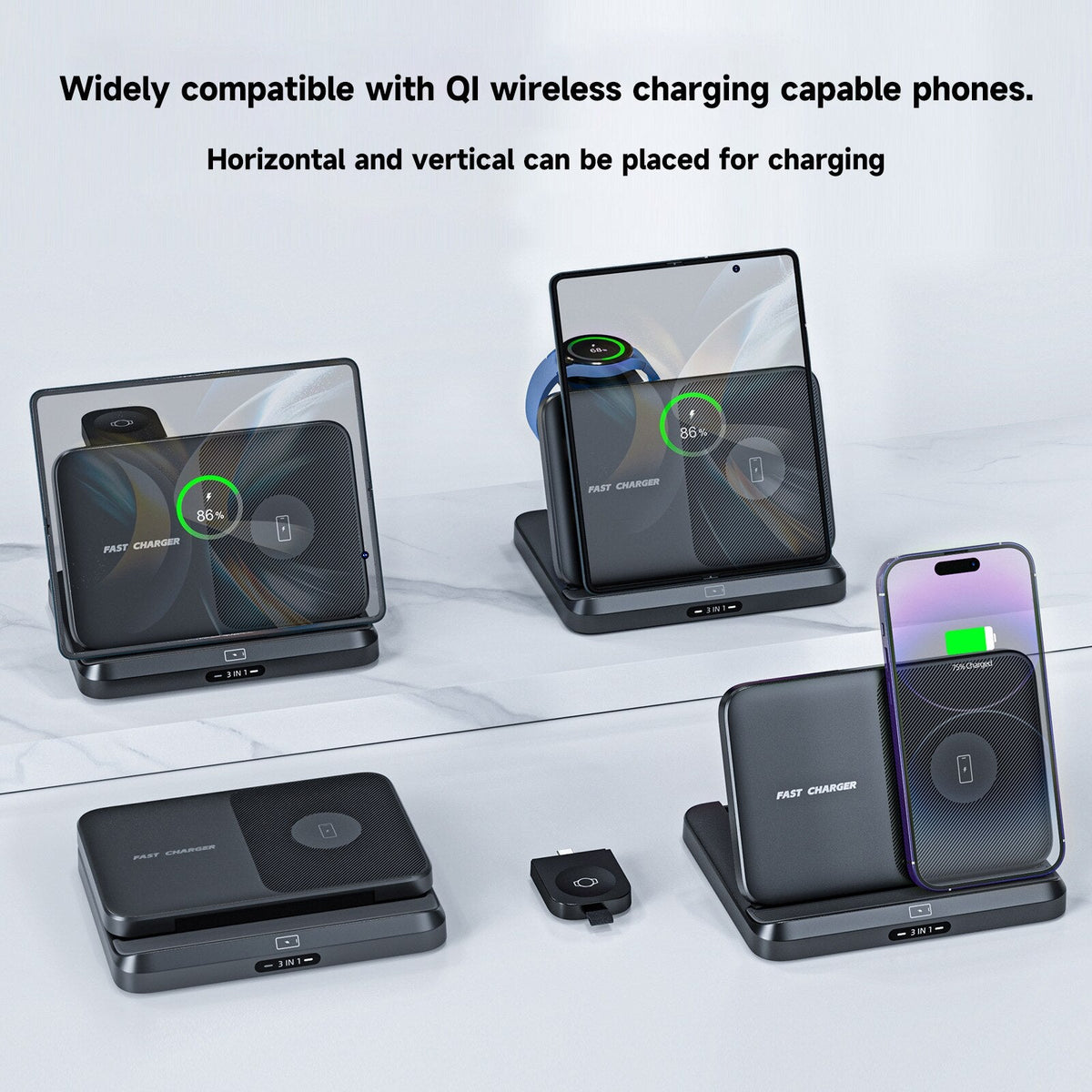 Foldable 3 in 1 Wireless Charger For Samsung Galaxy Z Fold Series
