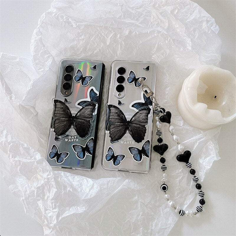 Black Butterfly Phone Stand Case for Samsung Galaxy Z Fold 4