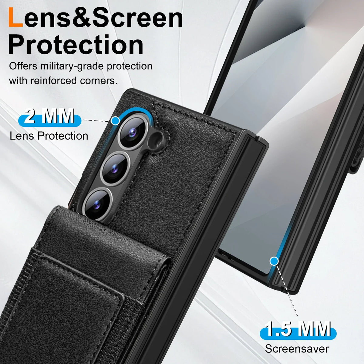 Leather Wallet Case with Screen Protector