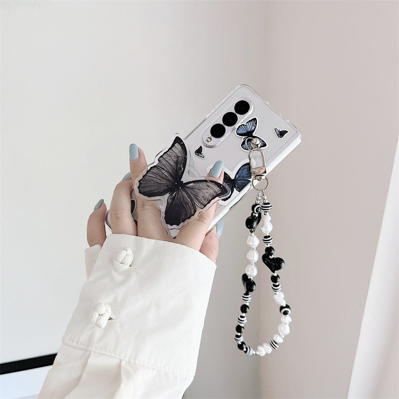 Black Butterfly Phone Stand Case for Samsung Galaxy Z Fold 4