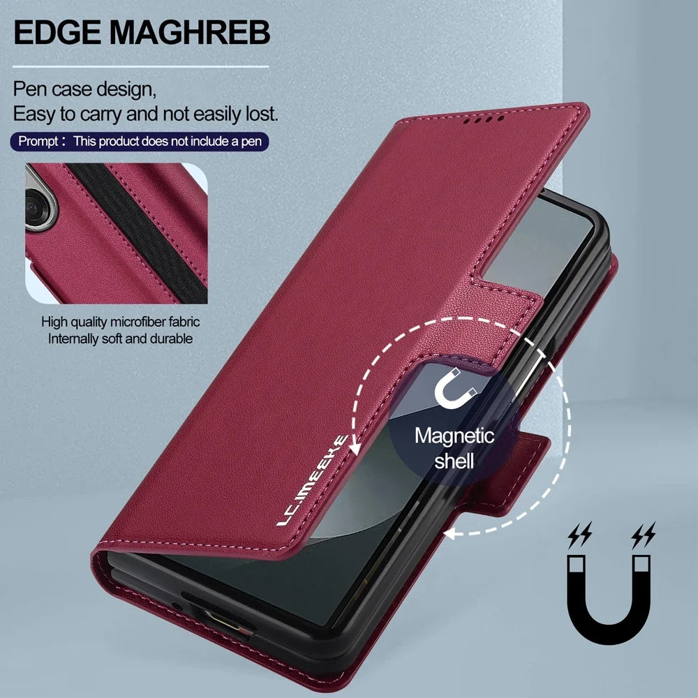 Leather Wallet Case with Card Holder & Kickstand
