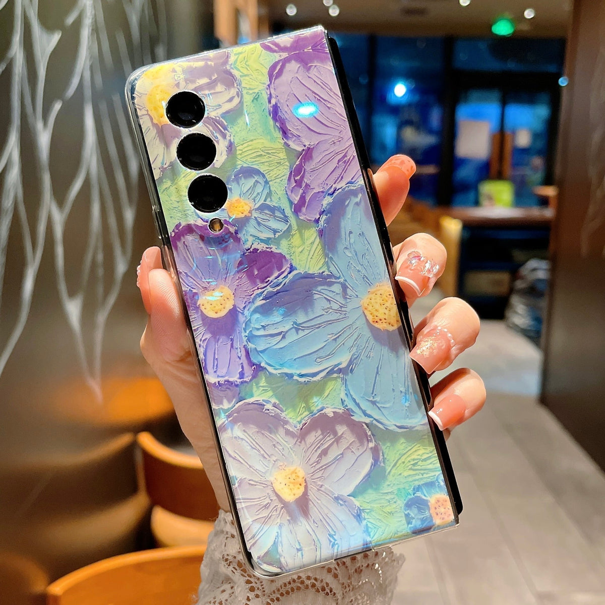 Cute Colorful Oil Painting Flower Phone Case For Samsung Galaxy Z Fold 4 5G