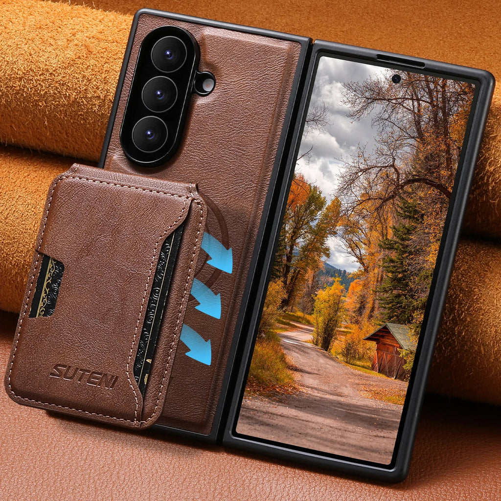 Magnetic Card Holder Leather Case