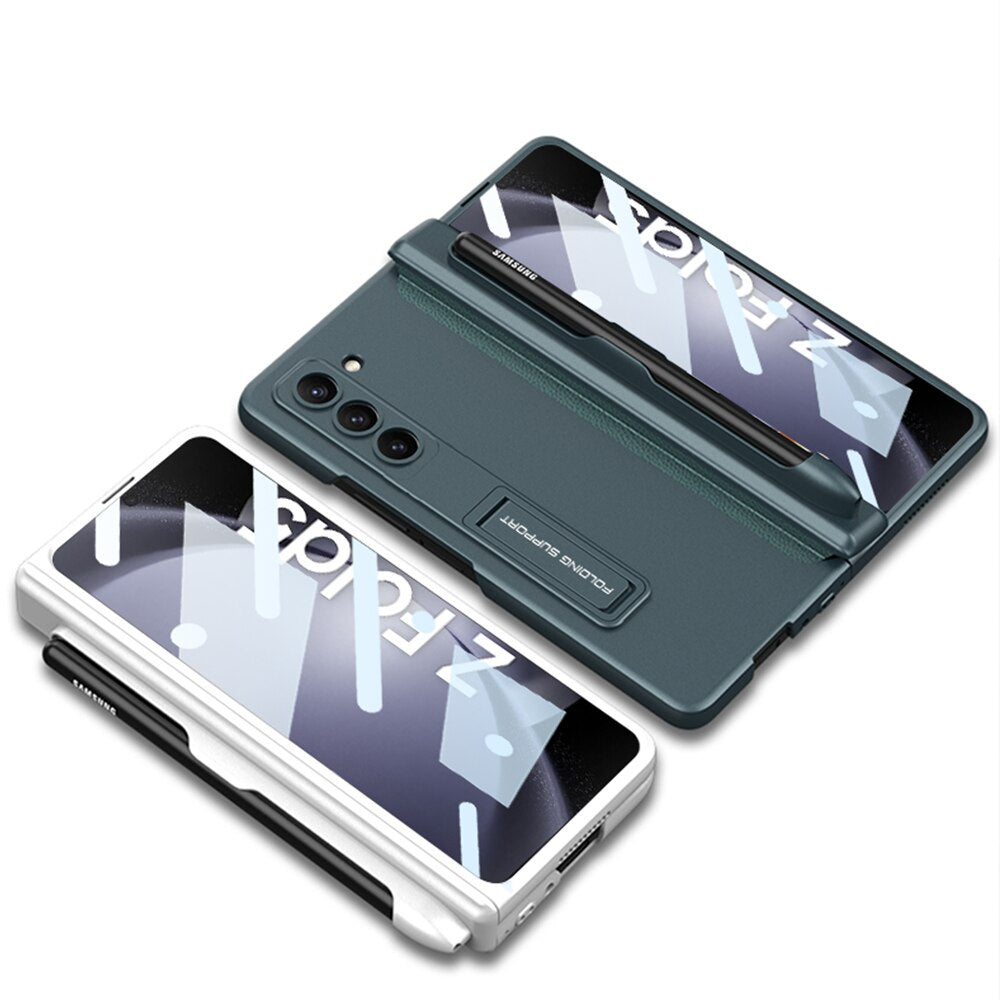Samsung Galaxy Z Fold 5 Shockproof Matte Case With Stand & Pen Holder