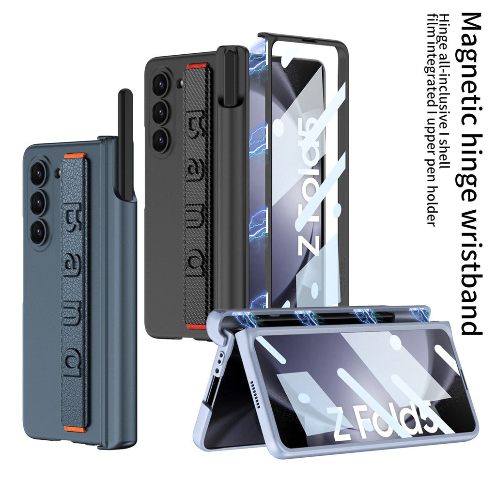 Z Fold 5 Case | Magnetic Hinge Wristband Phone Cover