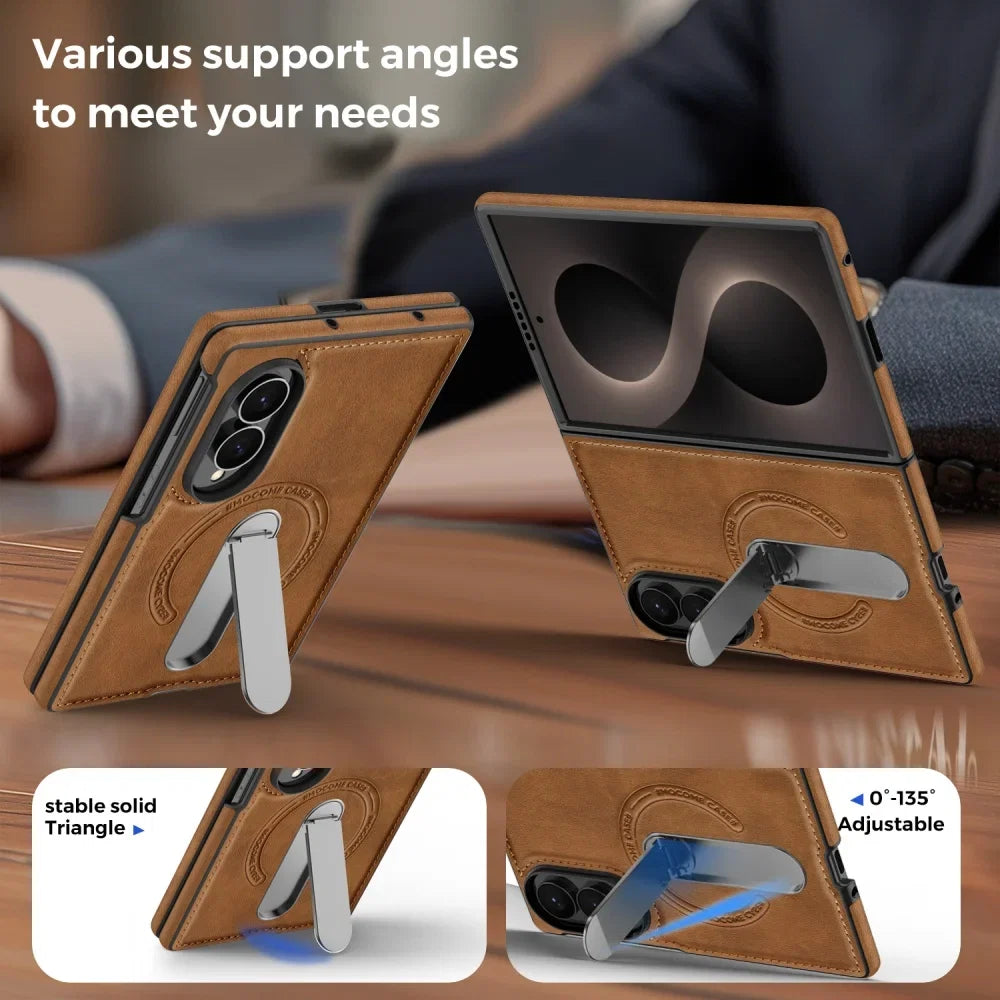 Leather MagSafe Kickstand Case For Galaxy Z Fold Series