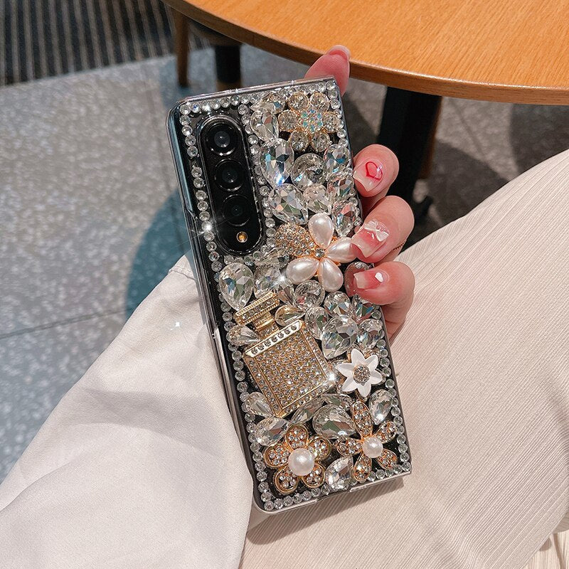 Luxury Pearl Flowers Case For Samsung Galaxy Z FOLD 4 5G