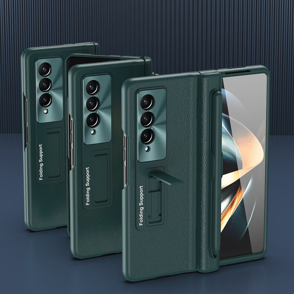 Leather Case With Touch Pen & Stand For Samsung Galaxy Z Fold 4
