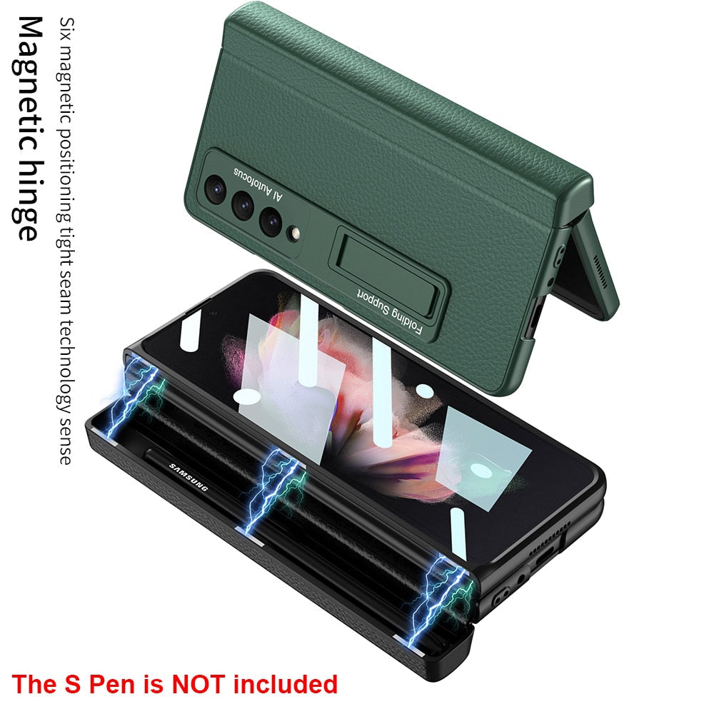 Magnetic Case with Kickstand & Pen Holder For Samsung Galaxy Z Fold 4