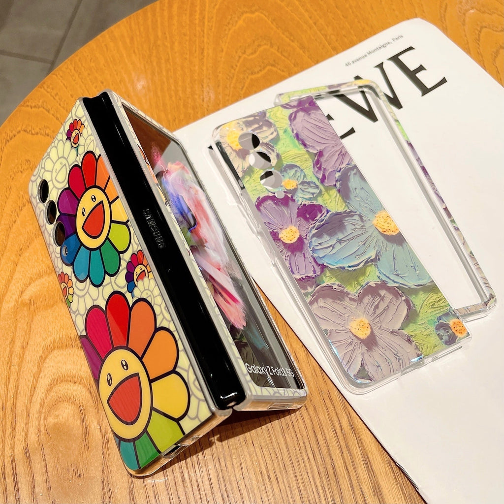 Cute Colorful Oil Painting Flower Phone Case For Samsung Galaxy Z Fold 4 5G