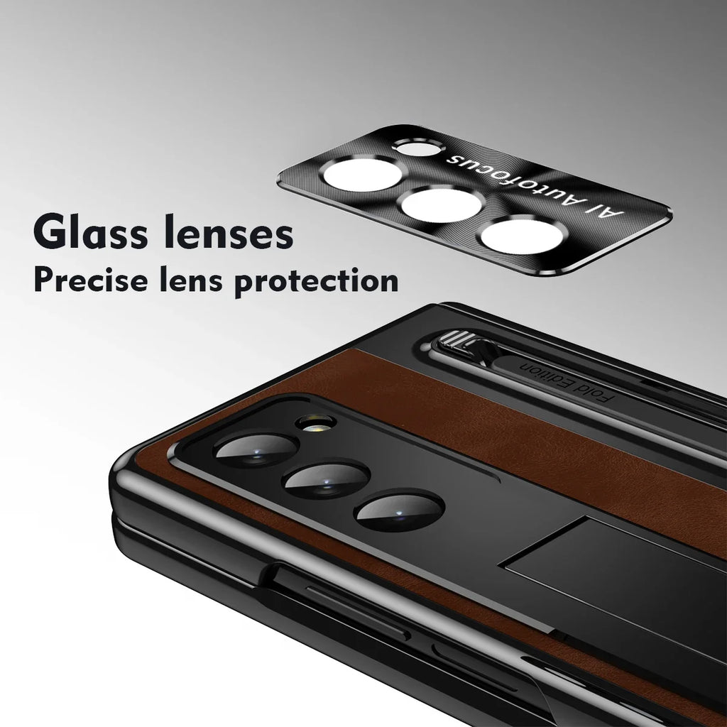 Leather Case With S Pen and Bracket for Samsung Galaxy Z Fold 6