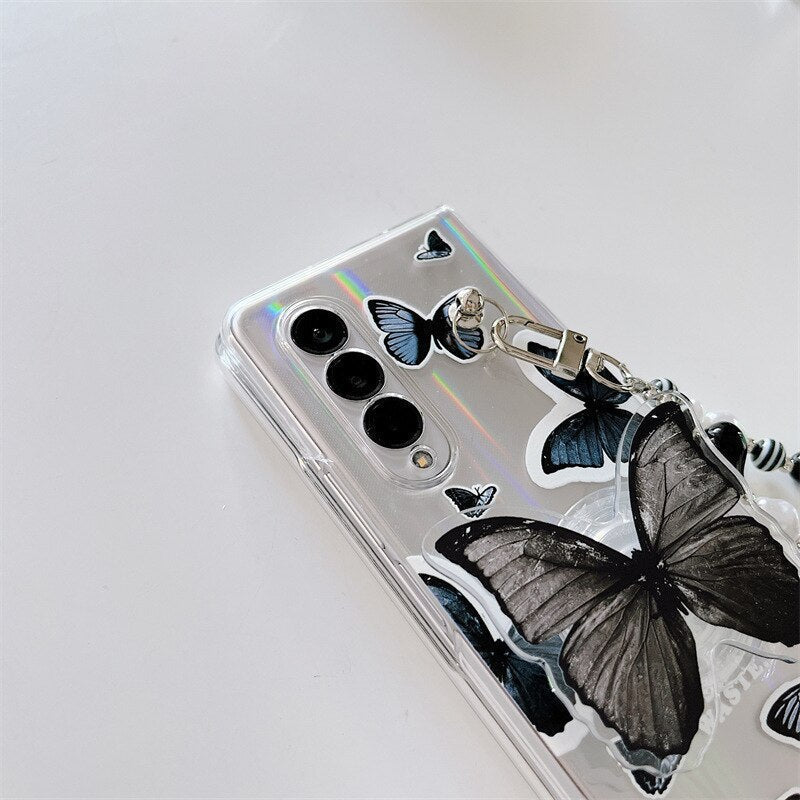 Black Butterfly Phone Stand Case for Samsung Galaxy Z Fold 4