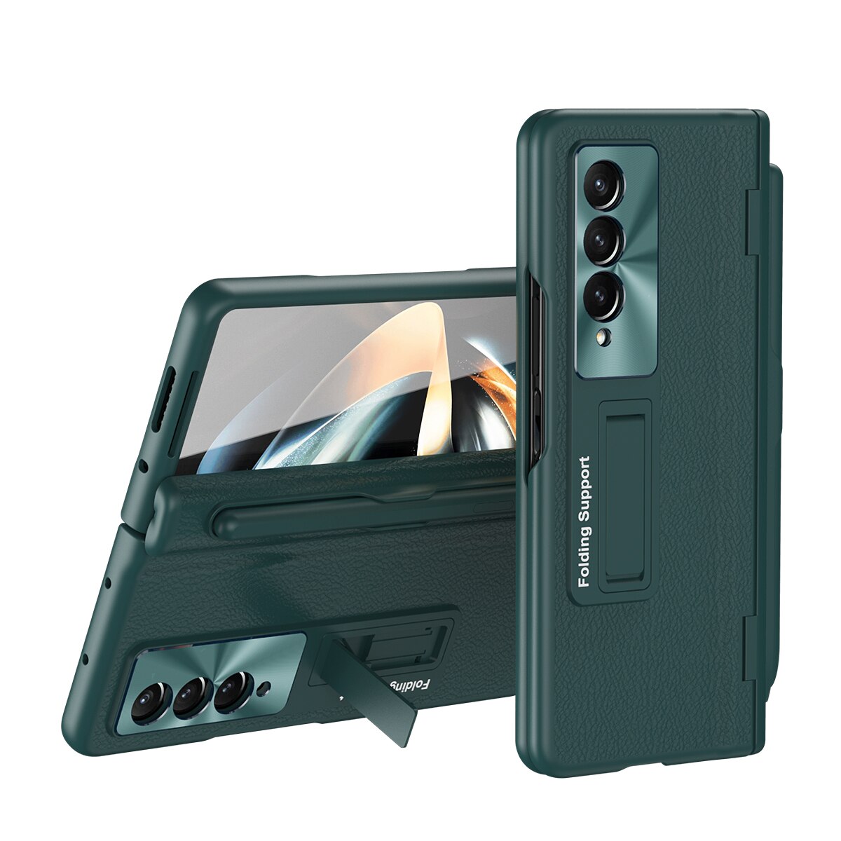 Leather Case With Touch Pen & Stand For Samsung Galaxy Z Fold 4