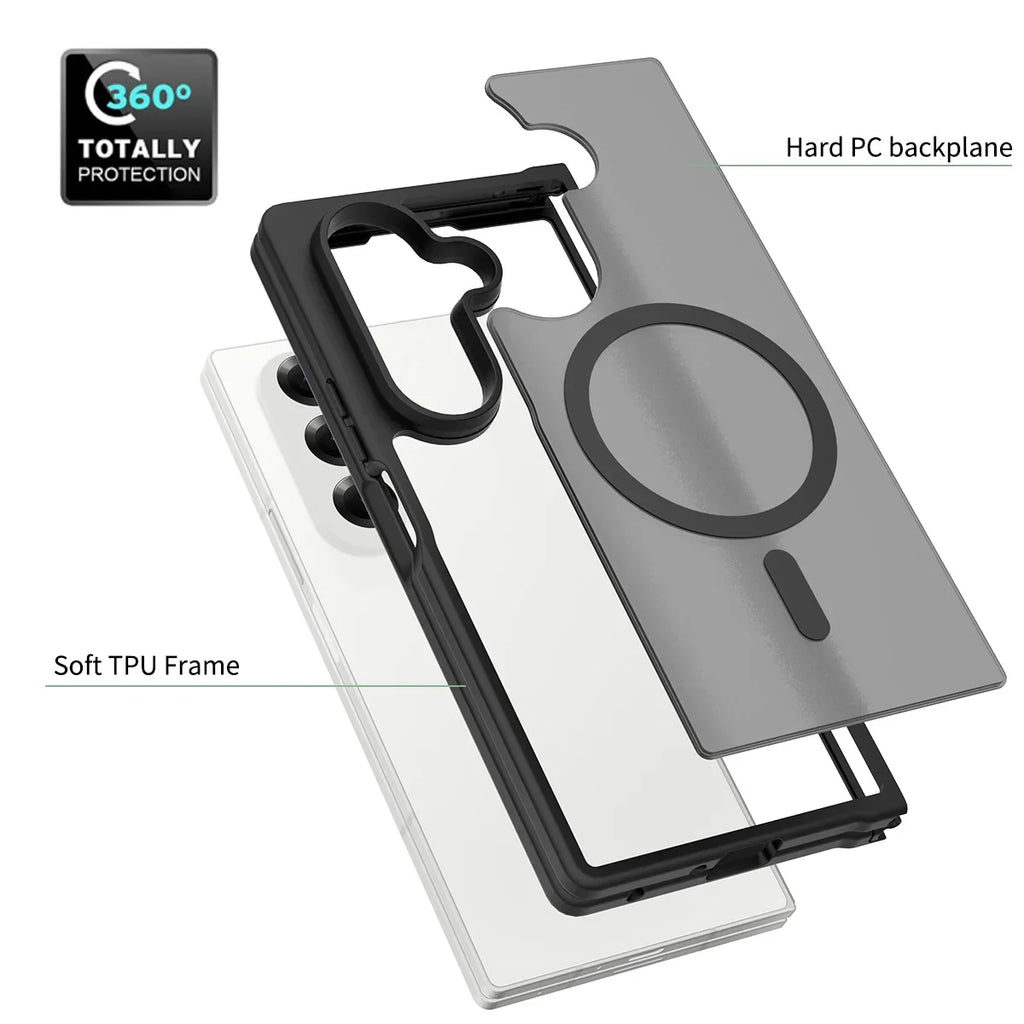 Frosted Magnetic Shield Case with Soft Frame