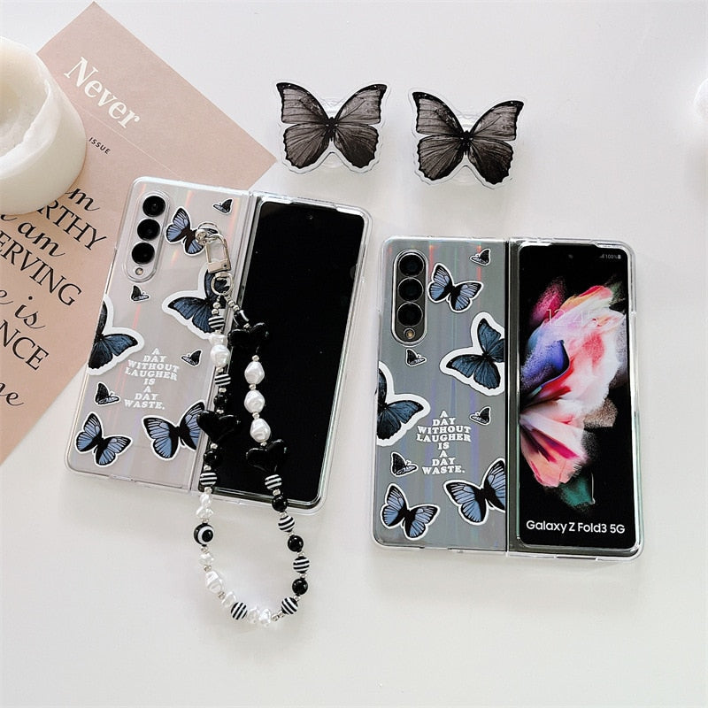 Black Butterfly Phone Stand Case for Samsung Galaxy Z Fold 4