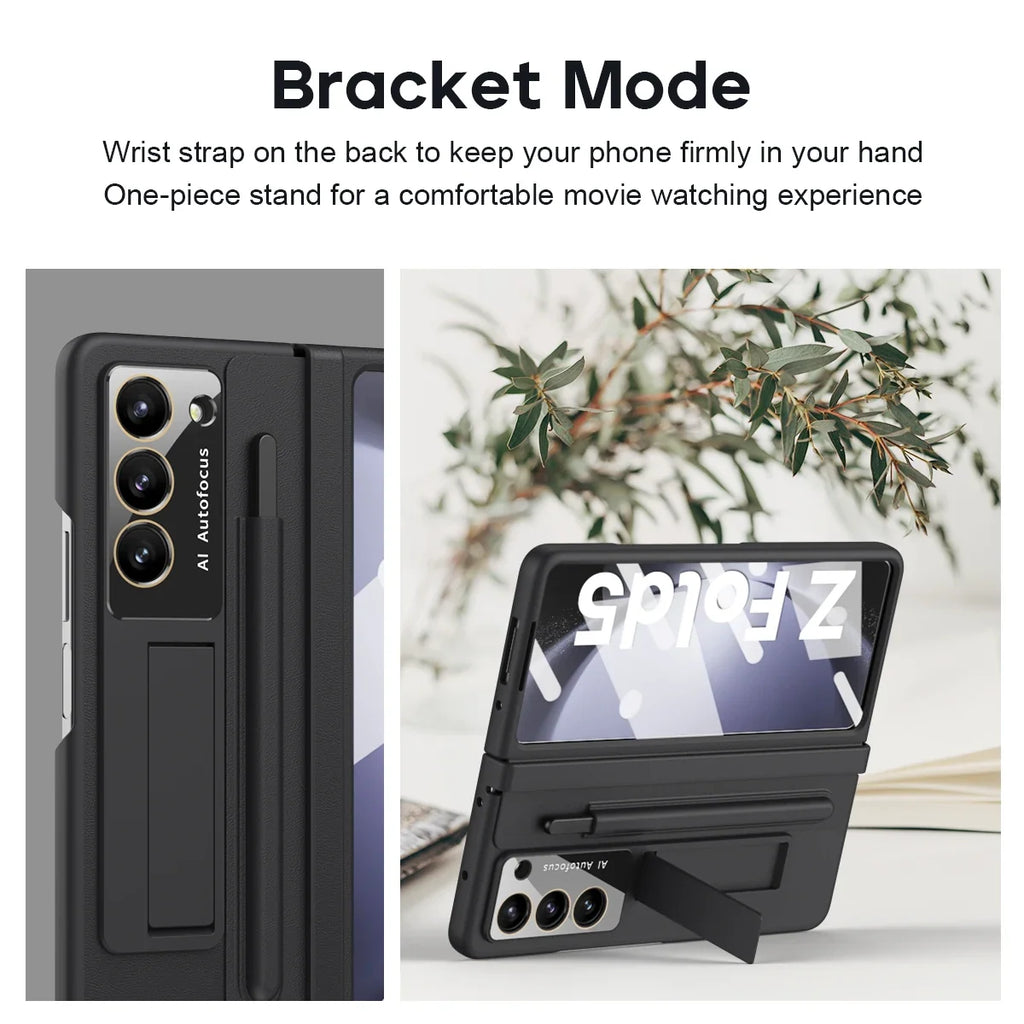 Leather Case With Touch Pen & Kickstand for Samsung Galaxy Z Fold 5
