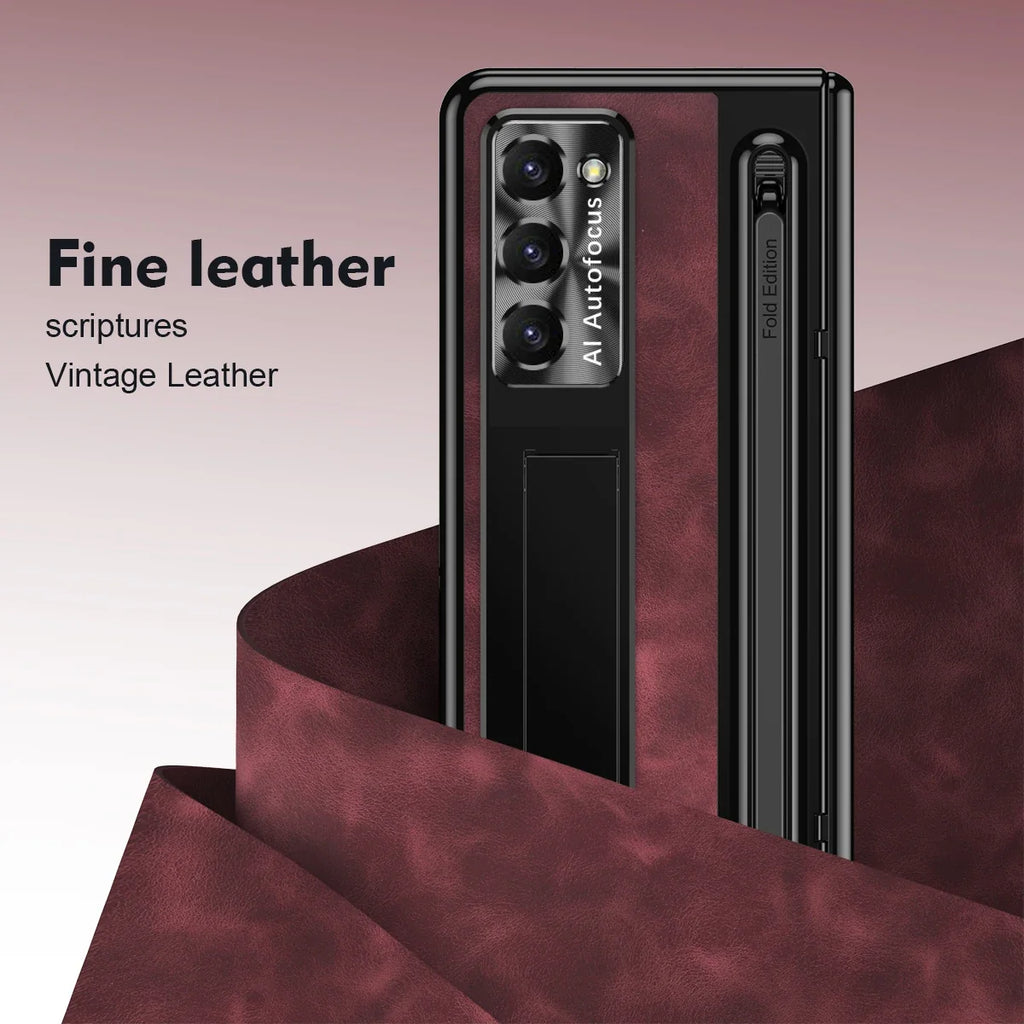 Luxury Leather Stand & Pen Slot Case