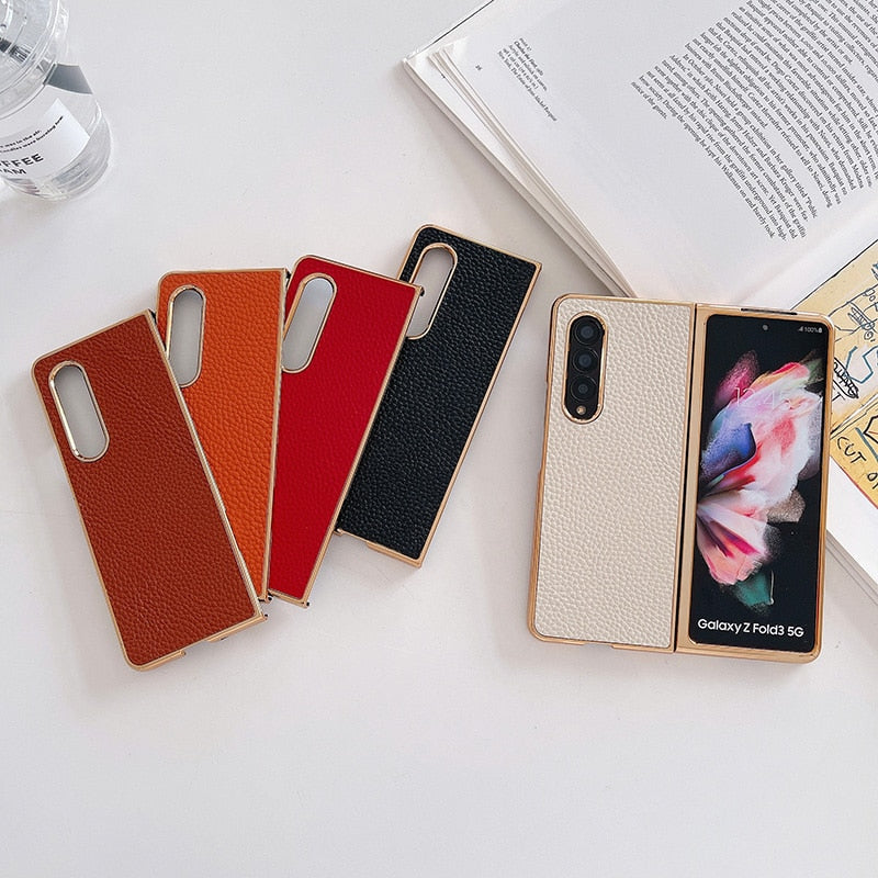 Luxury  Leather Hard Case For Samsung Galaxy Z Fold 4