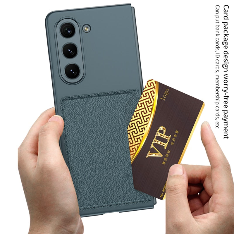 Luxury Leather Case with Card Slot For Galaxy Z Fold 5