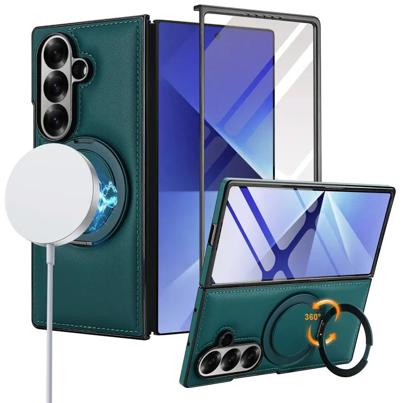 Leather Magnetic Case with Ring Stand
