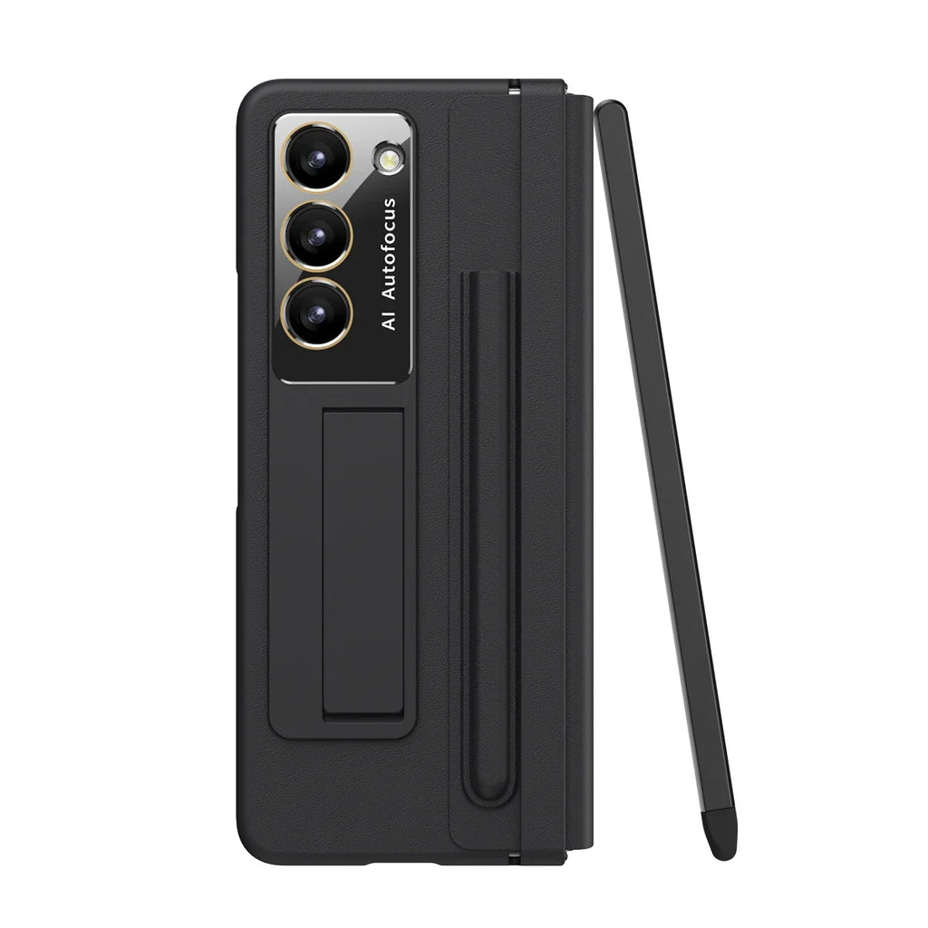 Leather Case With Touch Pen & Kickstand for Samsung Galaxy Z Fold 5