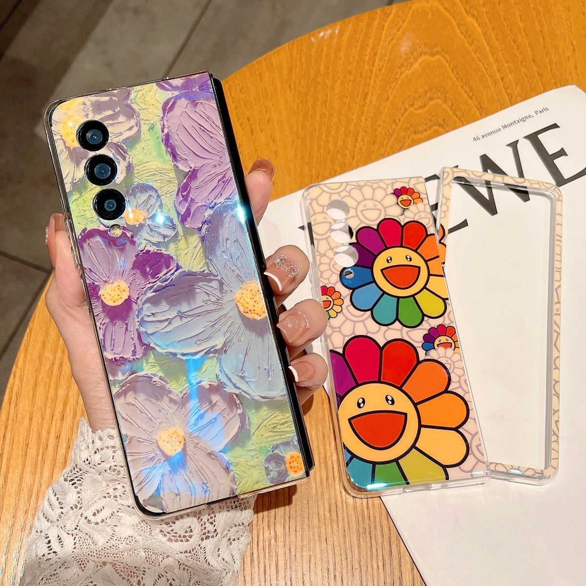 Cute Colorful Oil Painting Flower Phone Case For Samsung Galaxy Z Fold 4 5G
