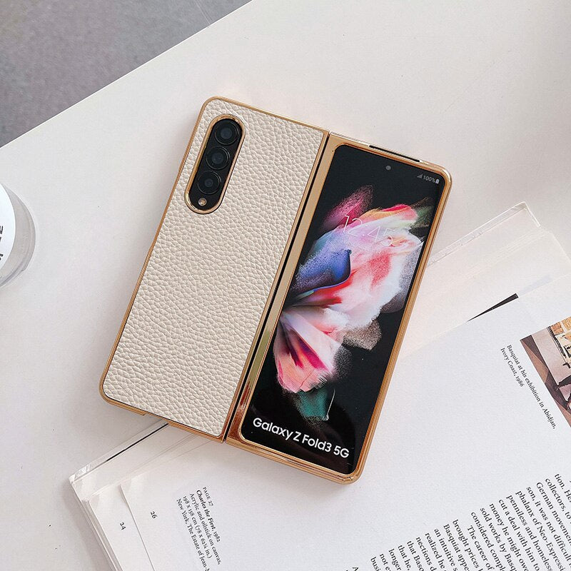 Luxury  Leather Hard Case For Samsung Galaxy Z Fold 4