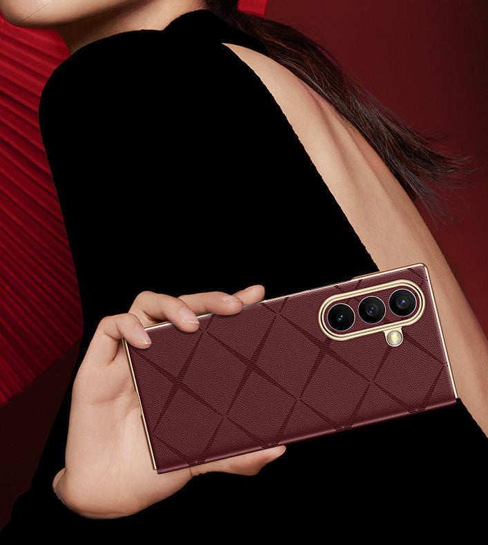 Luxury Diamond Pattern Leather Case