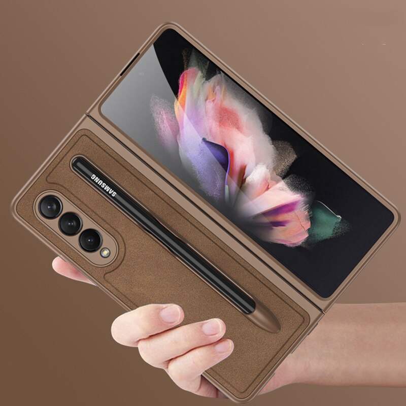 Removable Pen Holder Leather Cover For  Z FOLD 4