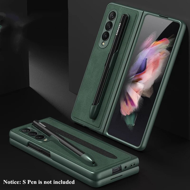 Removable Pen Holder Leather Cover For  Z FOLD 4